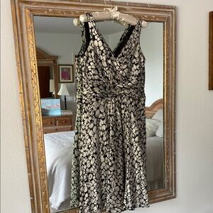 London Times Black and White Sleeveless Midi Sundress